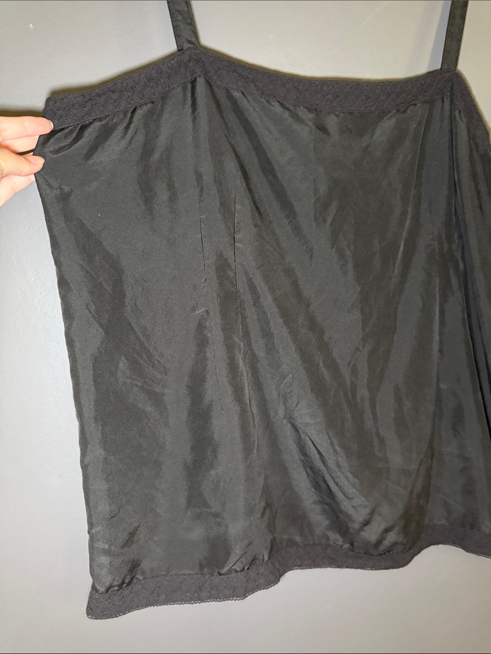 Eileen Fisher Silk Lace Trim Black Camisole Tank Sz XL Luxury - Picture 3 of 9